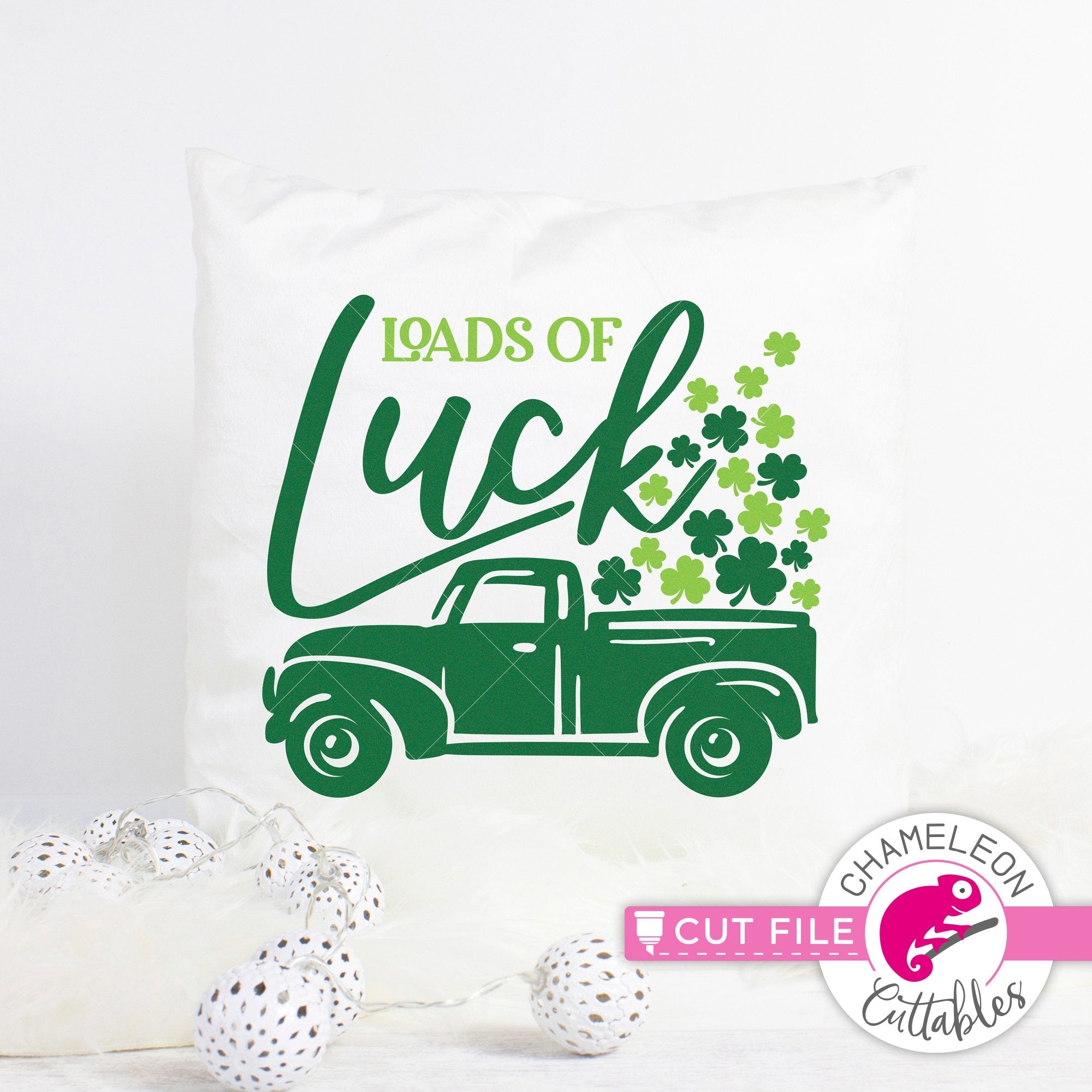 Download Loads Of Luck St Patrick S Day Truck With Clovers Svg Png Dxf Eps Jpeg Chameleon Cuttables Llc Chameleon Cuttables Llc