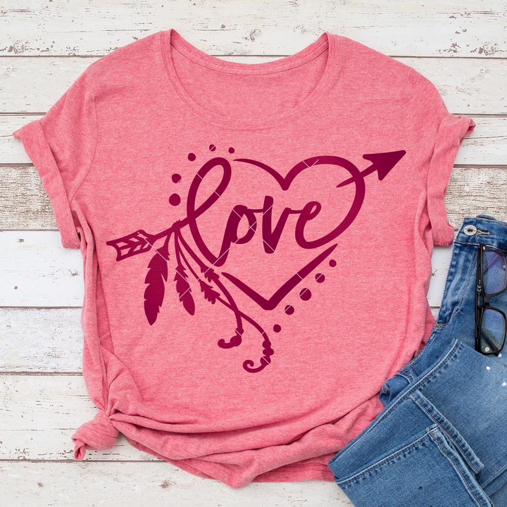 Download Love Arrow With Feathers And Heart Svg Png Dxf Eps Chameleon Cuttables Llc Chameleon Cuttables Llc