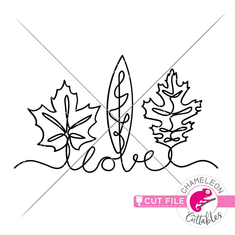 Download Love Fall Leaves Line Art Svg Png Dxf Eps Jpeg Chameleon Cuttables Llc Chameleon Cuttables Llc