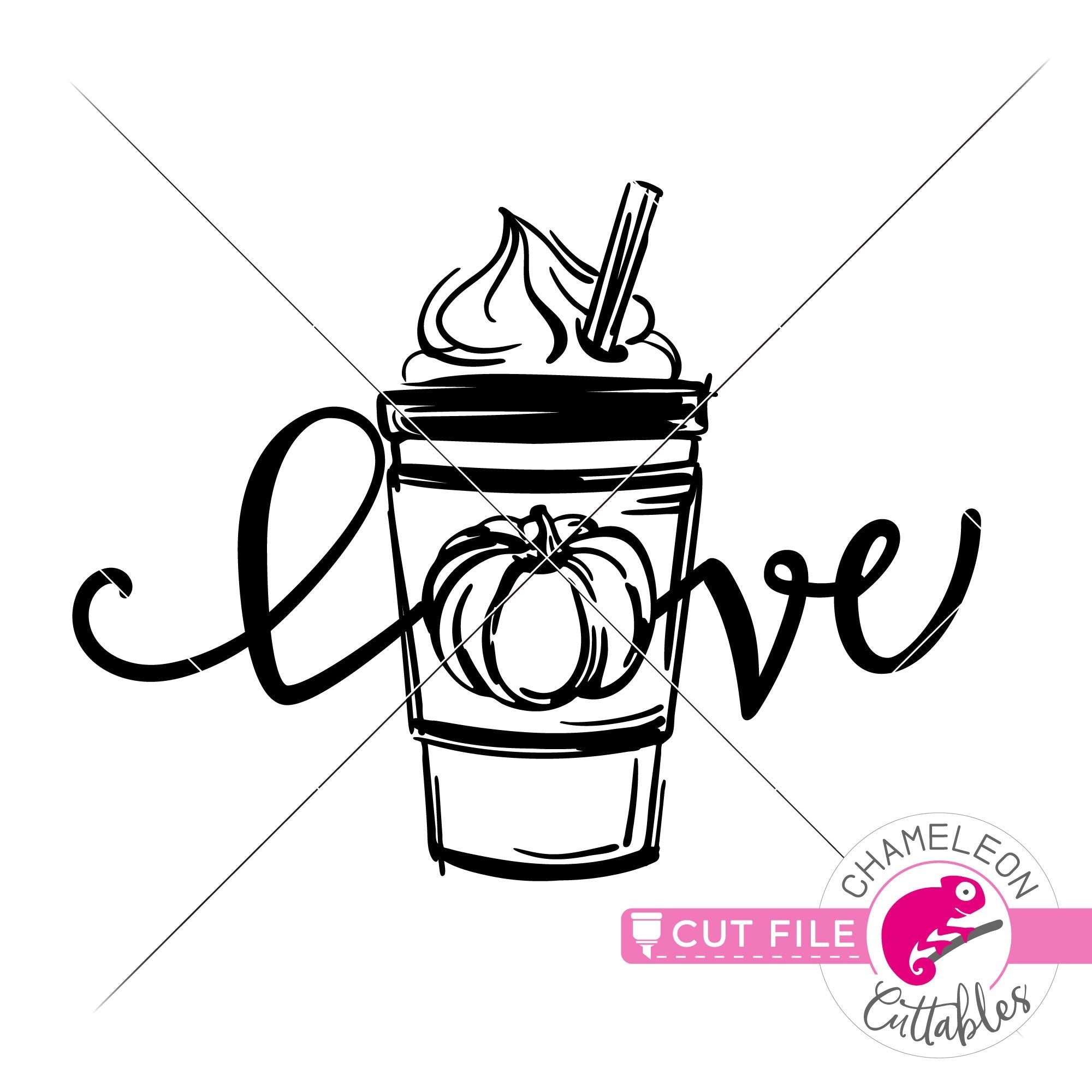 Love Pumpkin Spice Latte Sketch Svg Png Dxf Eps Jpeg Chameleon Cuttables Llc