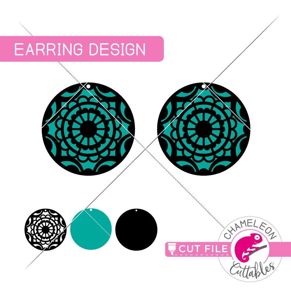 Mandala Circle Earring Template svg png dxf eps ...