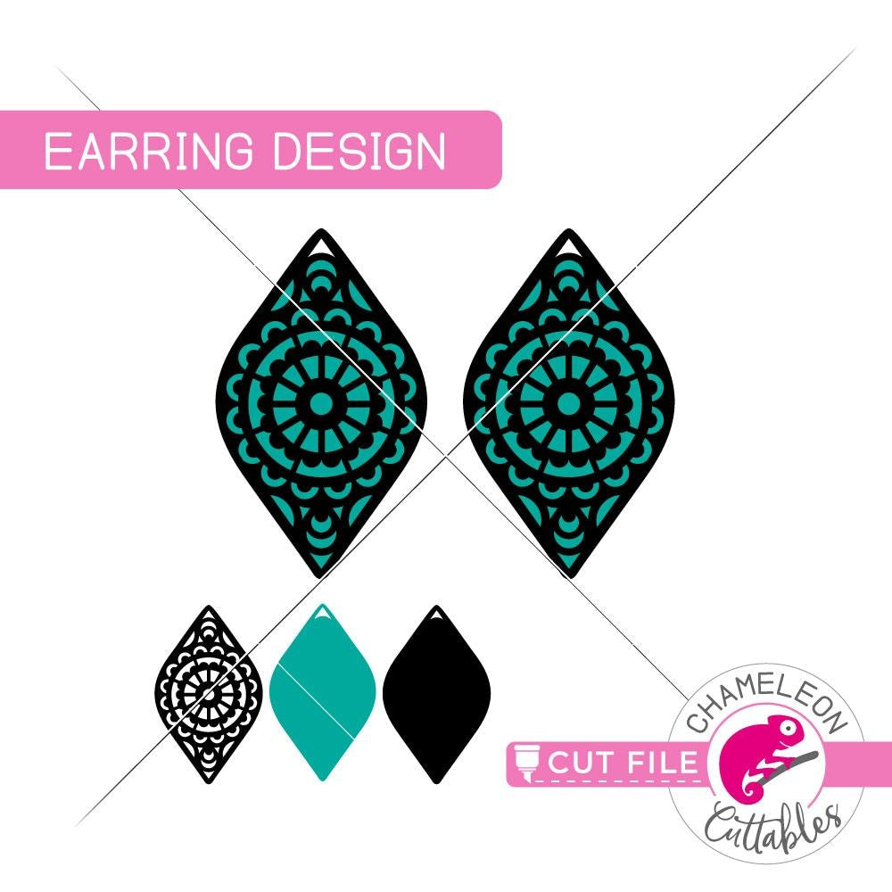 Download Mandala Leaf Earring Template svg png dxf eps | Chameleon Cuttables LLC