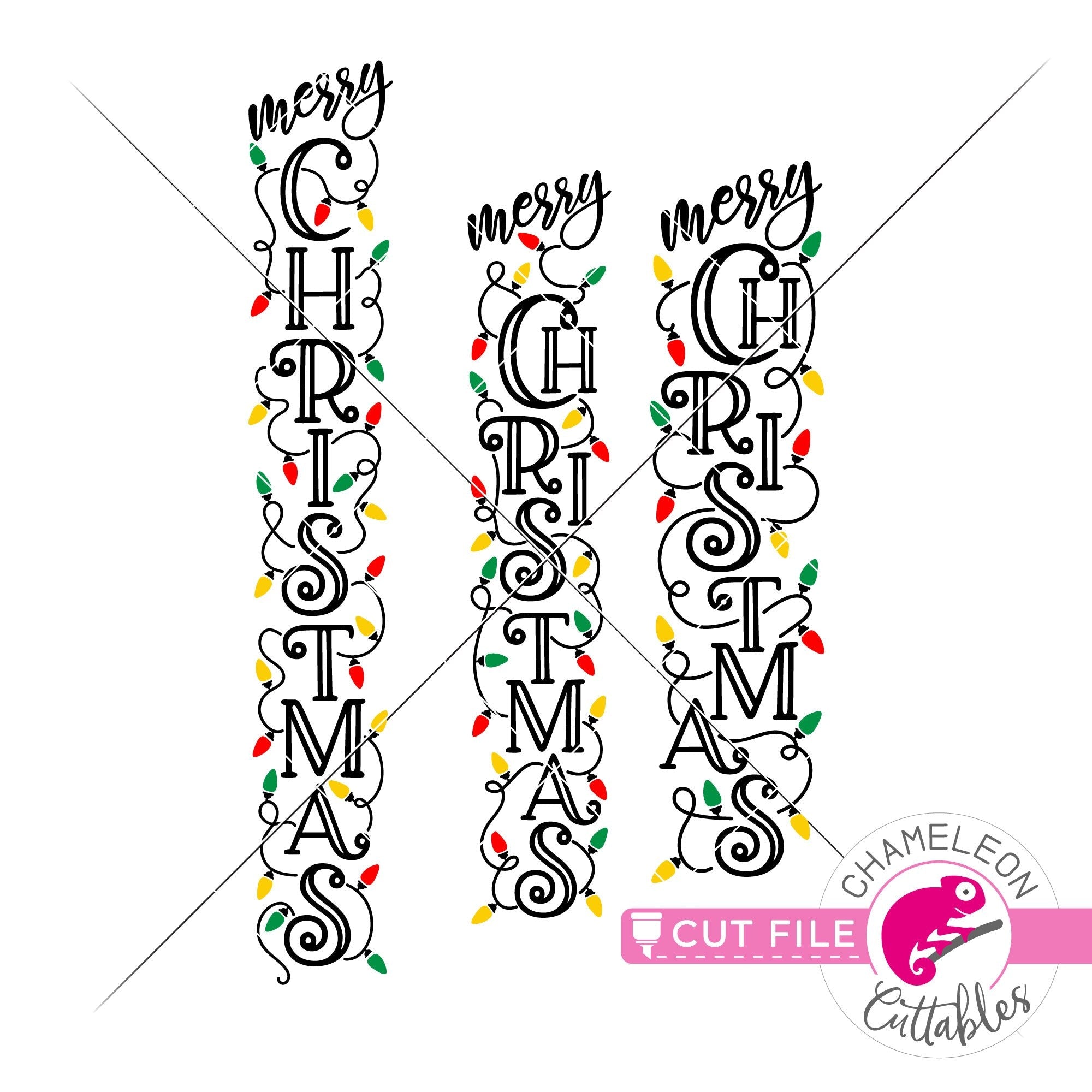 Download Merry Christmas lights vertical svg png dxf | Chameleon ...