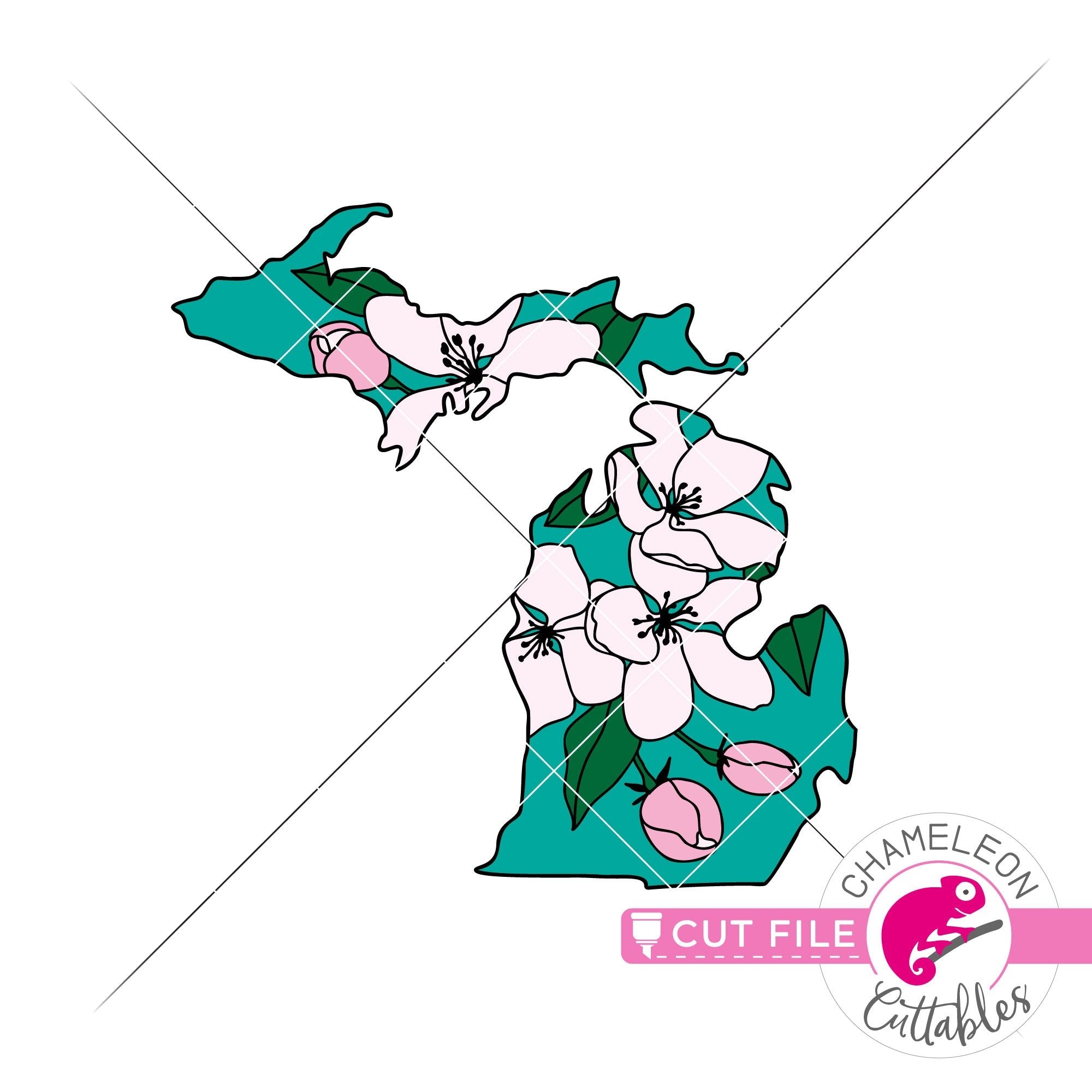 Michigan State Flower Apple Blossom Layered Svg Png Dxf Eps Jpeg Chameleon Cuttables Llc Chameleon Cuttables Llc