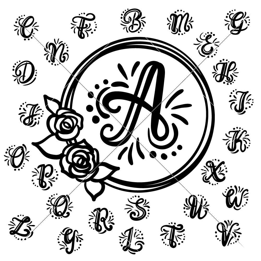 Download Monogram Initials with floral Wreath svg png dxf ...