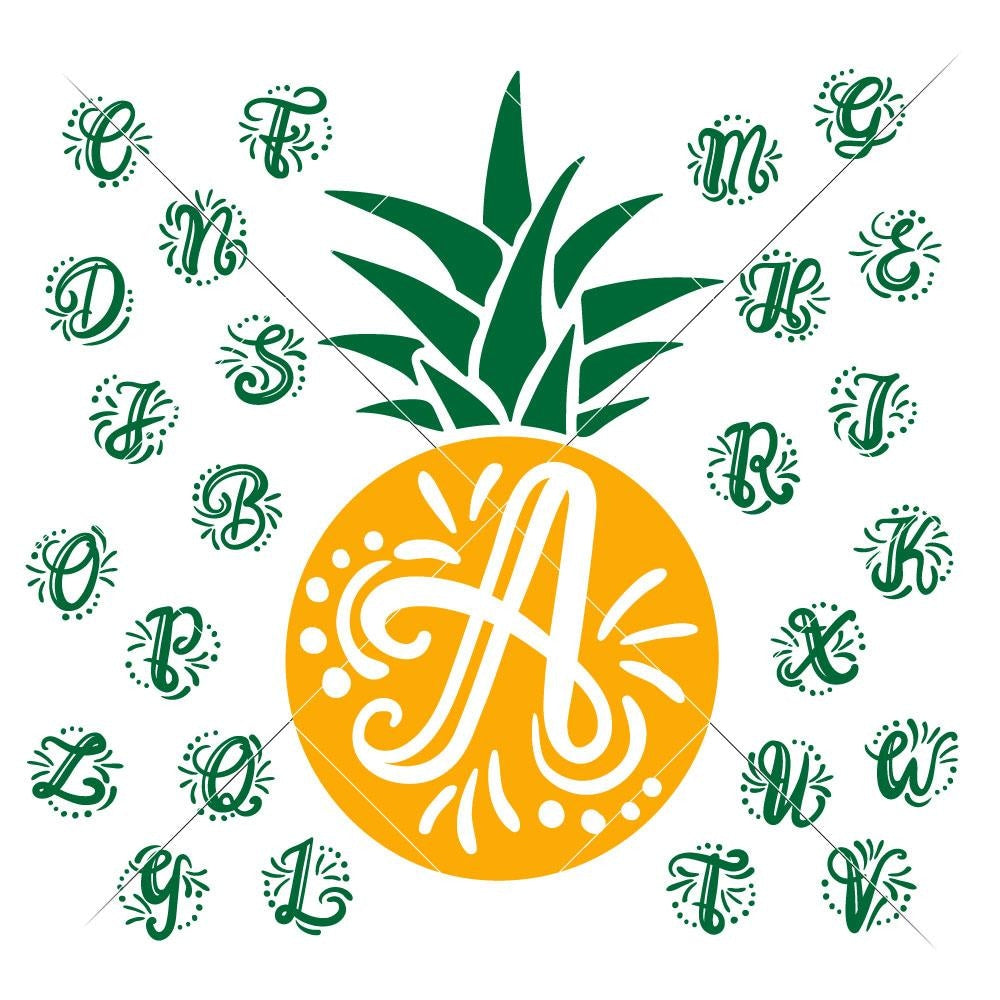 Download Monogram Initials with Pineapple svg png dxf | Chameleon ...