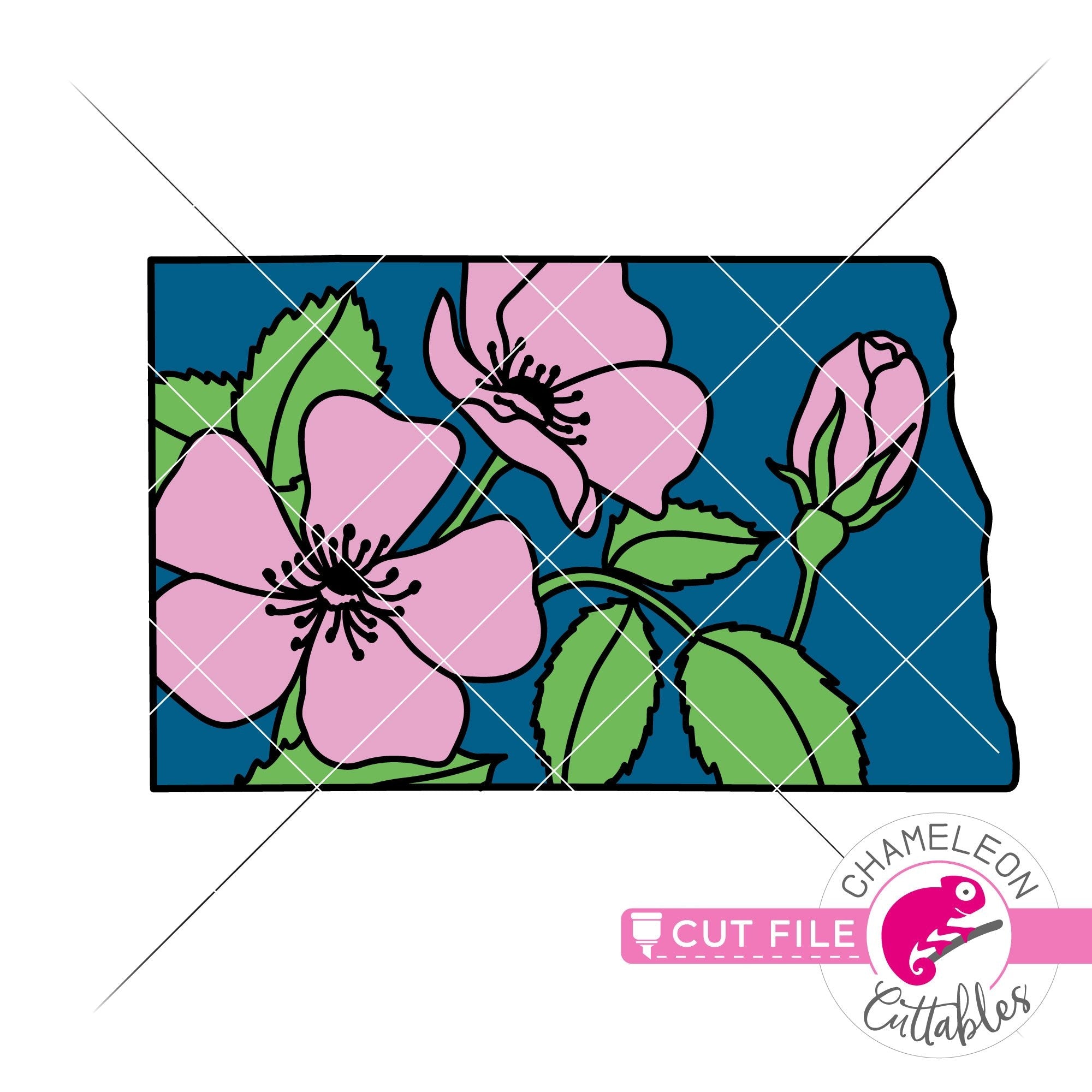 Download North Dakota State Flower Prairie Rose Layered Svg Png Dxf Eps Jpeg Chameleon Cuttables Llc Chameleon Cuttables Llc