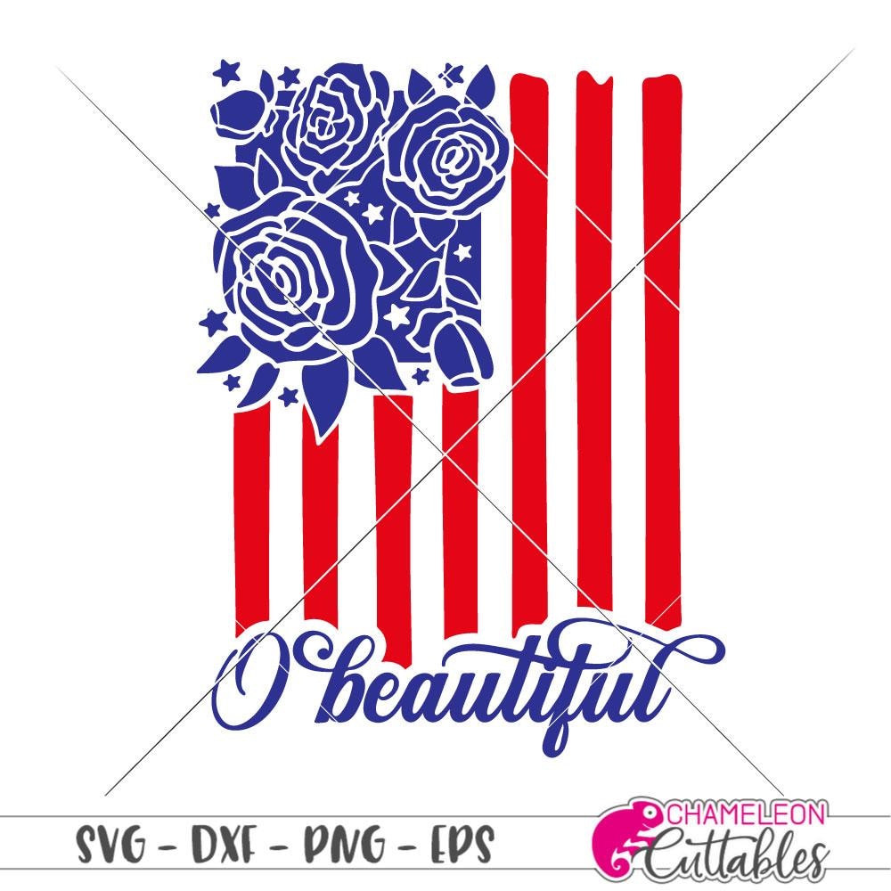 Download O beautiful USA American Flag with Flowers svg png dxf eps ...