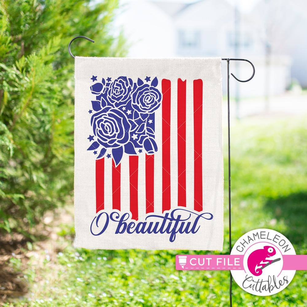 Download O beautiful USA American Flag with Flowers svg png dxf eps ...