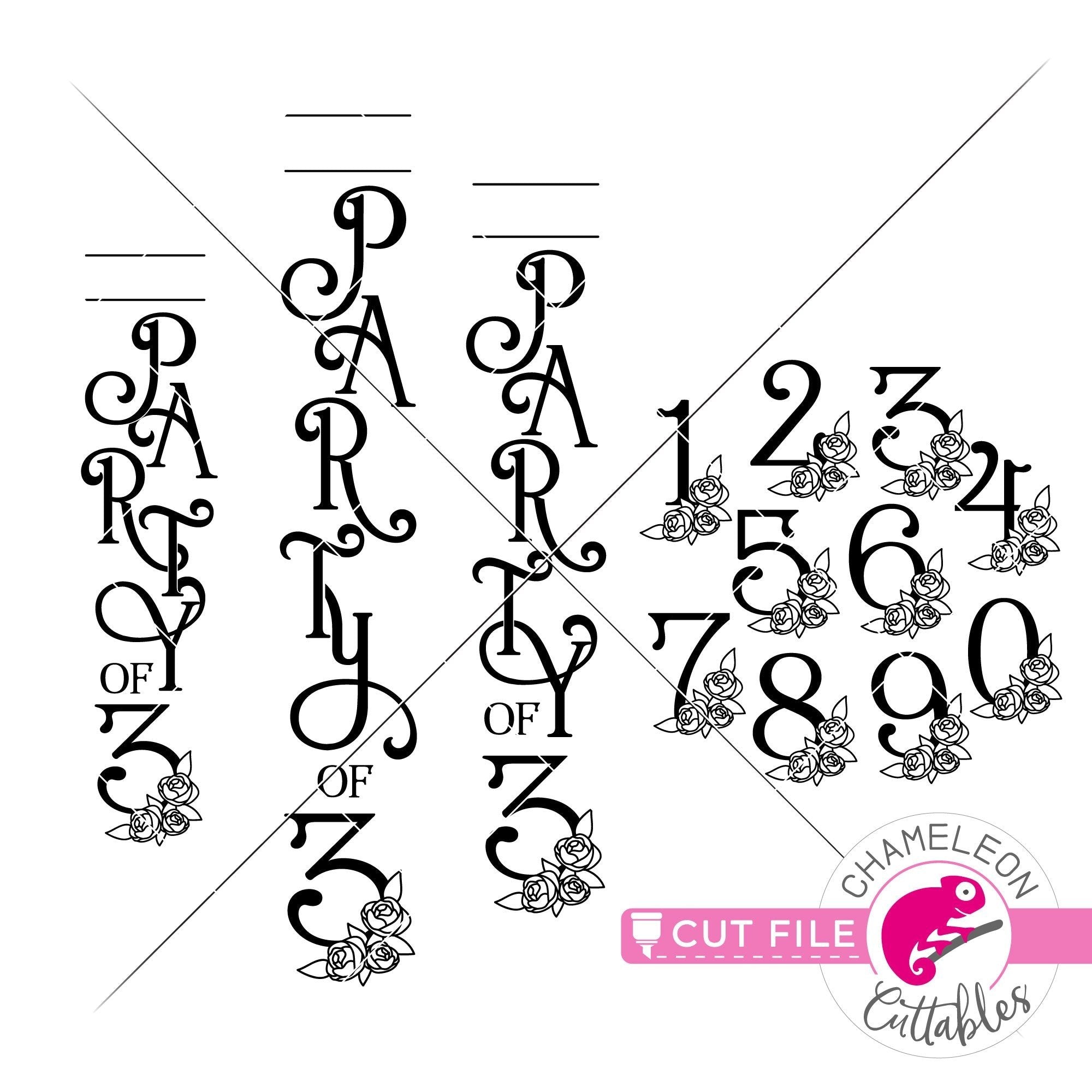 Download Party Of 1 9 Floral Numbers Included Vertical Porch Design Svg Png Dxf Chameleon Cuttables Llc Chameleon Cuttables Llc