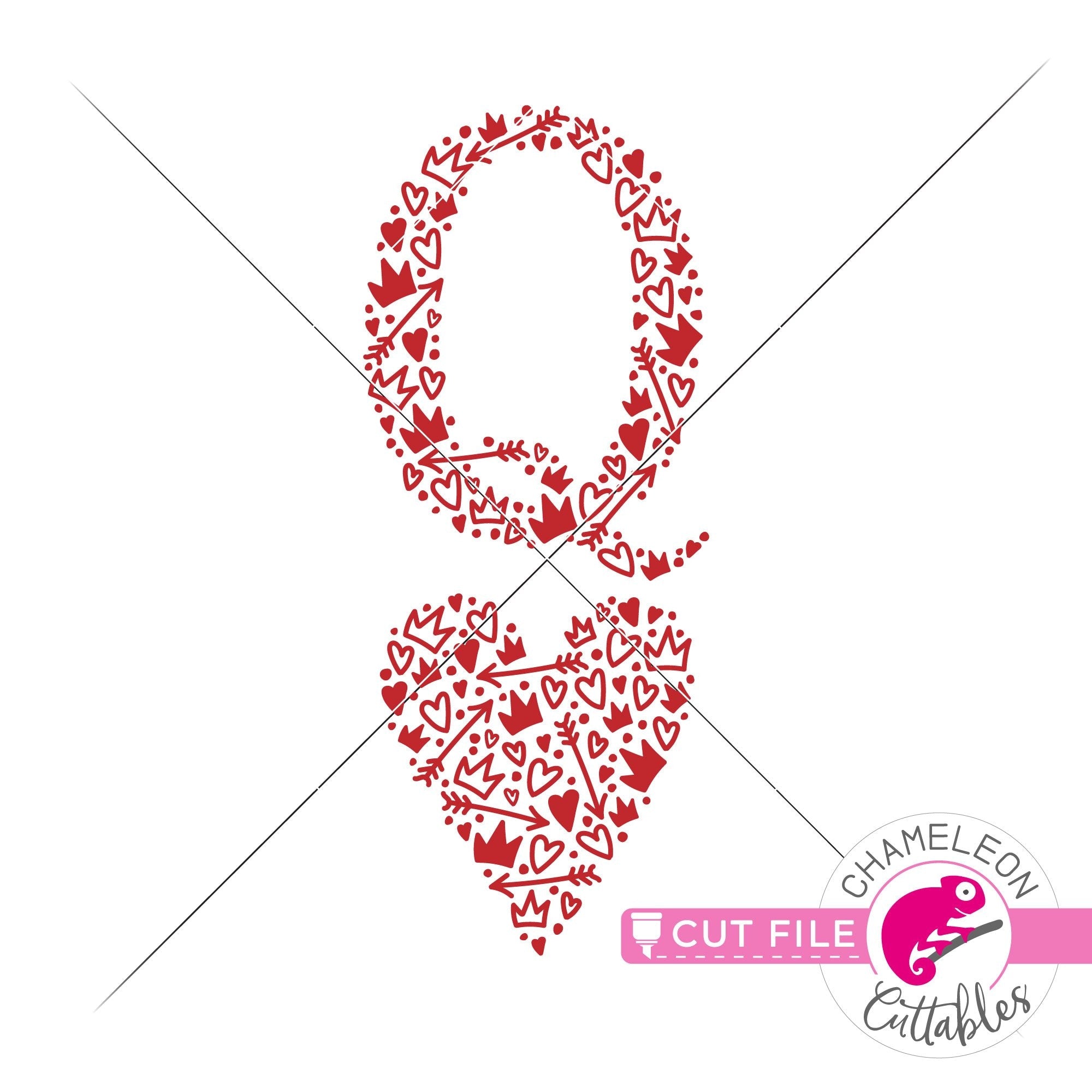Queen Of Hearts Card Icons Valentine S Day Svg Png Dxf Eps Jpeg Chameleon Cuttables Llc