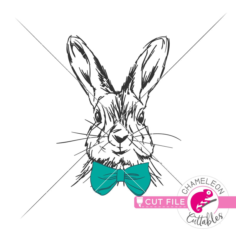 Download Rabbit sketch drawing Easter bunny boy with bow tie svg ...