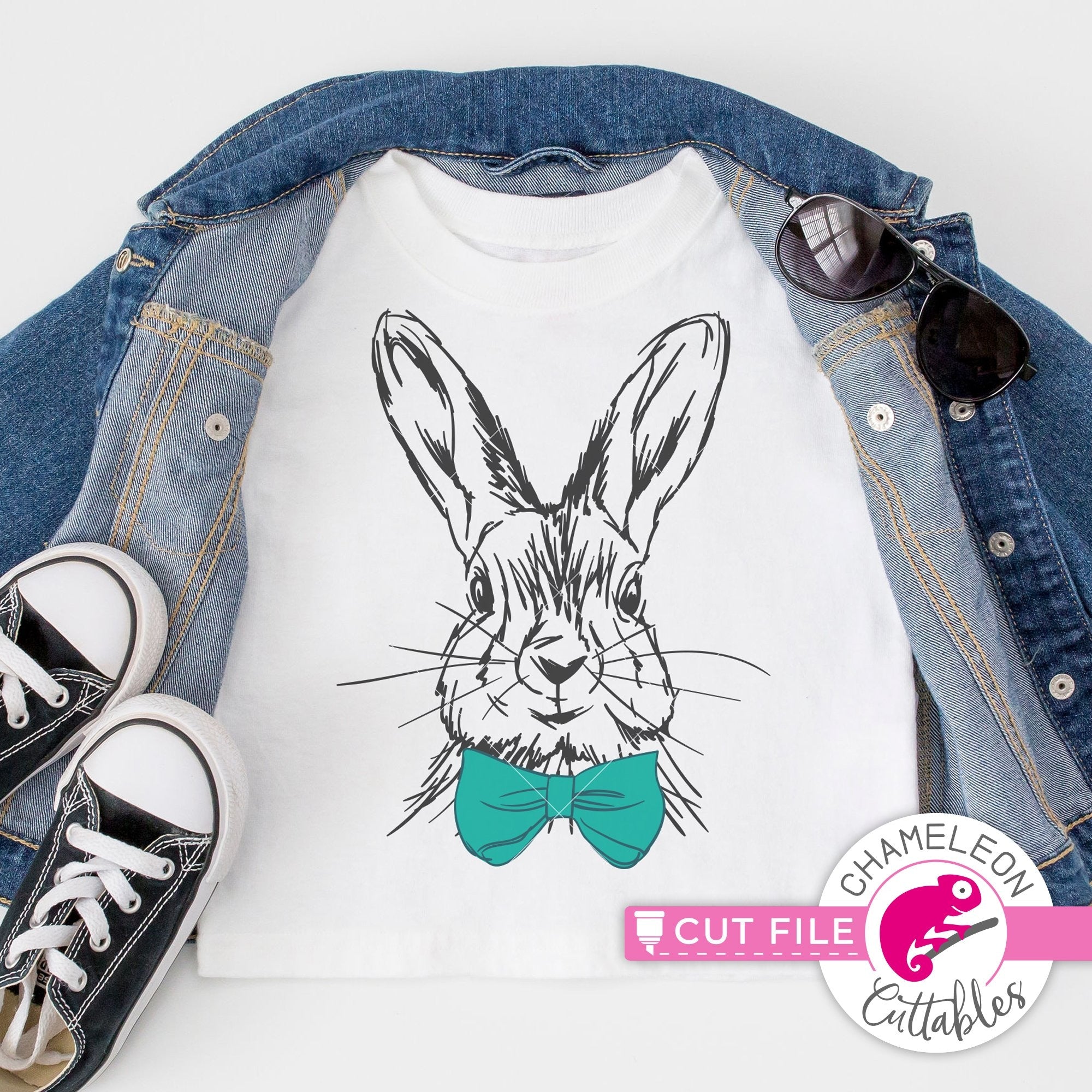 Download Rabbit sketch drawing Easter bunny boy with bow tie svg ...