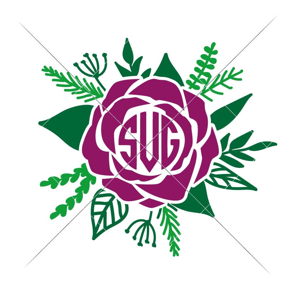 Download Rose for Monogram svg png dxf eps | Chameleon Cuttables LLC