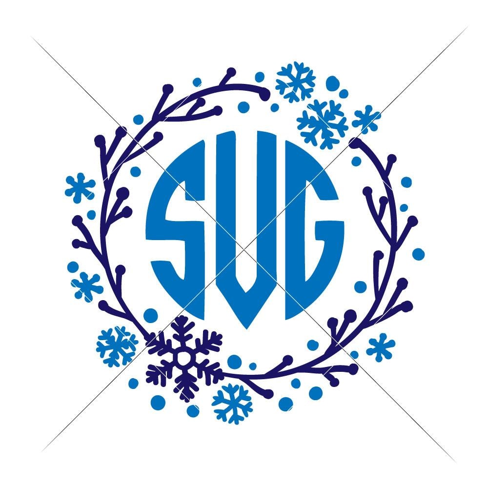 Download Snowflake Wreath for Monogram svg png dxf eps | Chameleon Cuttables LLC
