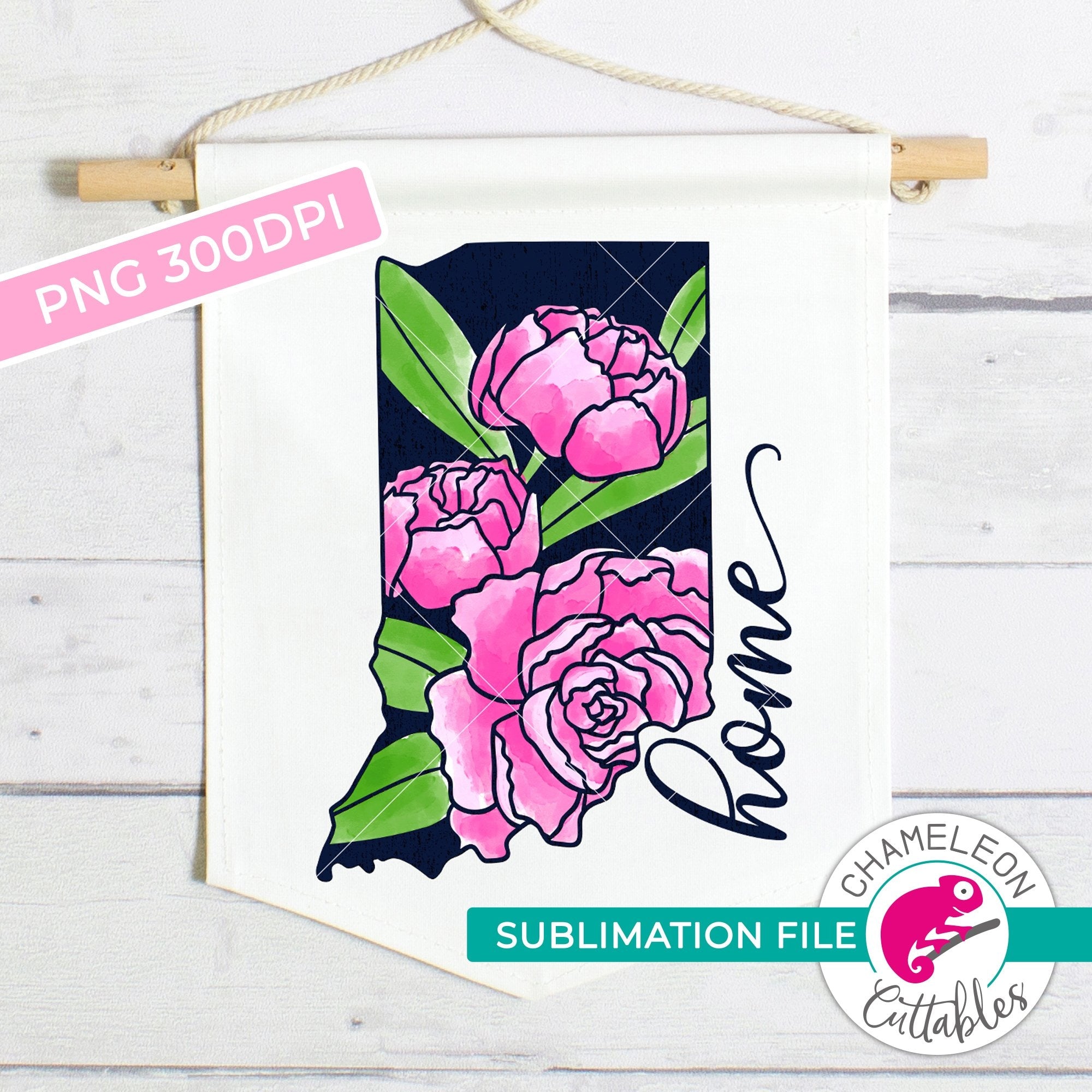 Download Sublimation Design Home Indiana State Flower Peony Watercolor Png File Chameleon Cuttables Llc Chameleon Cuttables Llc