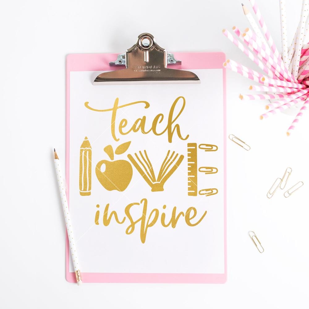 Download Teach Love Inspire - School Teacher Appreciation svg png dxf eps | Chameleon Cuttables LLC