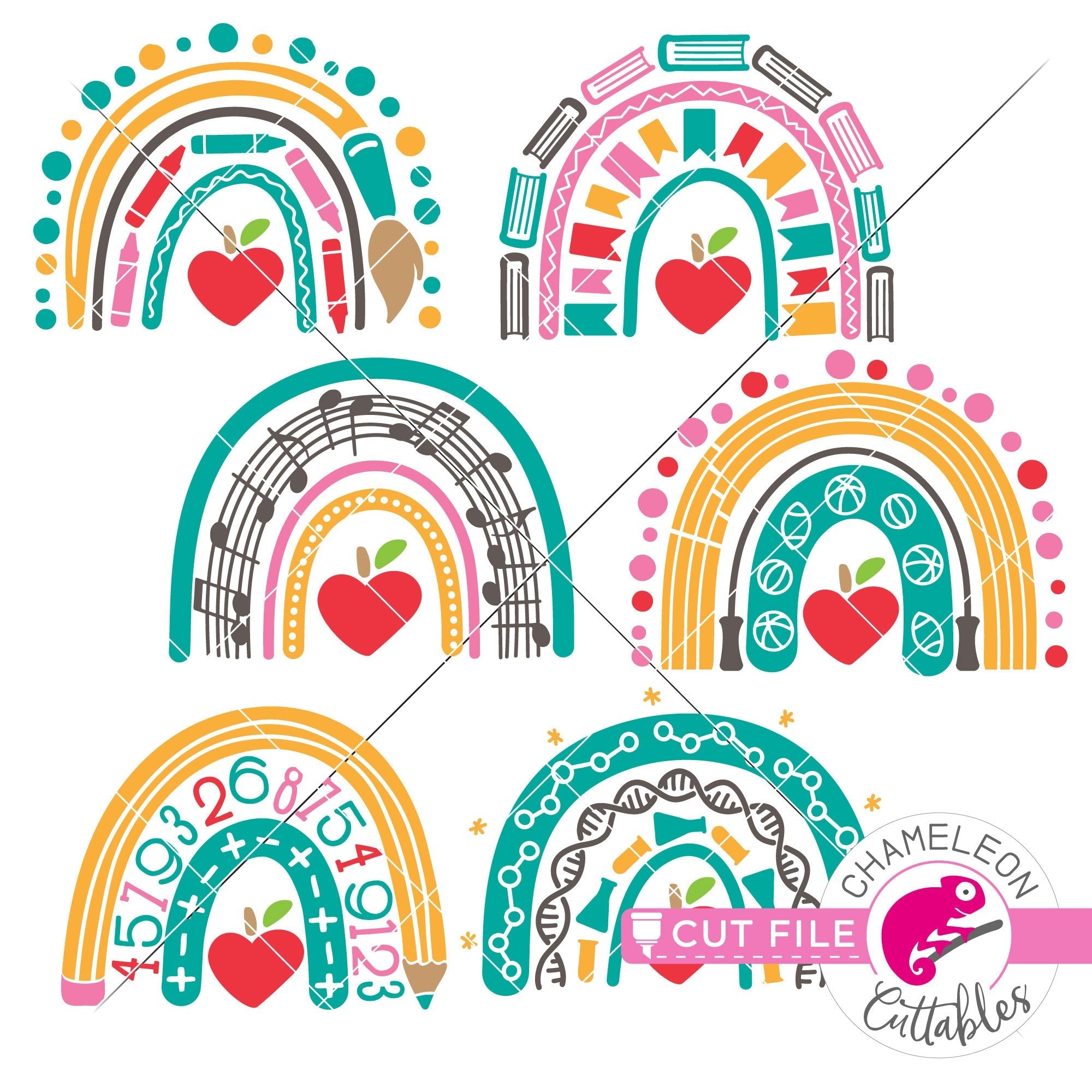 Download Teacher Svg School Rainbow Bundle Svg Png Dxf Eps Jpeg Chameleon Cuttables Llc Chameleon Cuttables Llc