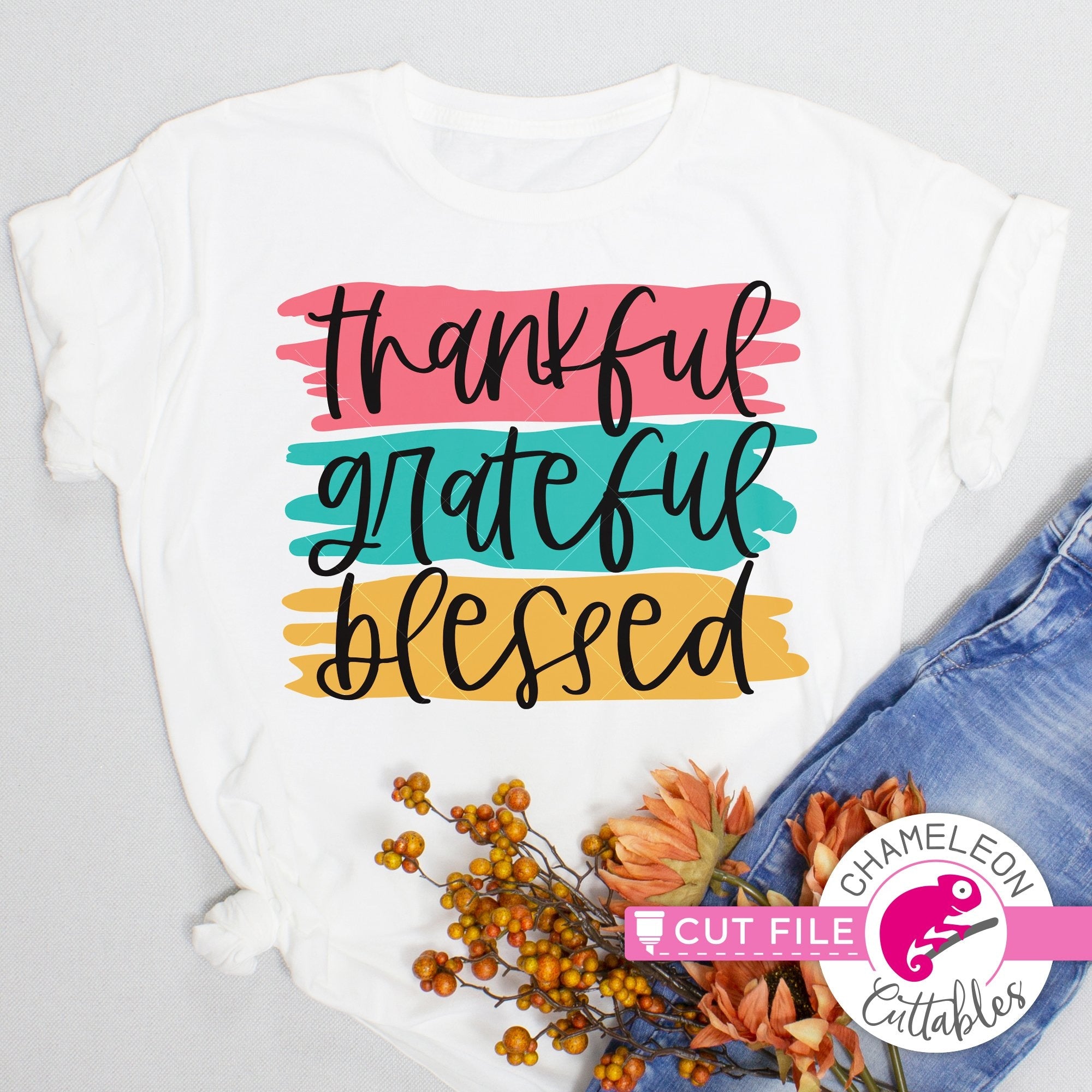 Thankful Grateful Blessed Thanksgiving Layered Svg Png Dxf Eps Jpeg Chameleon Cuttables Llc