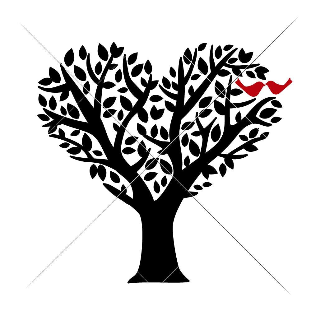 Tree Heart With Birds Svg Png Dxf Eps Chameleon Cuttables Llc