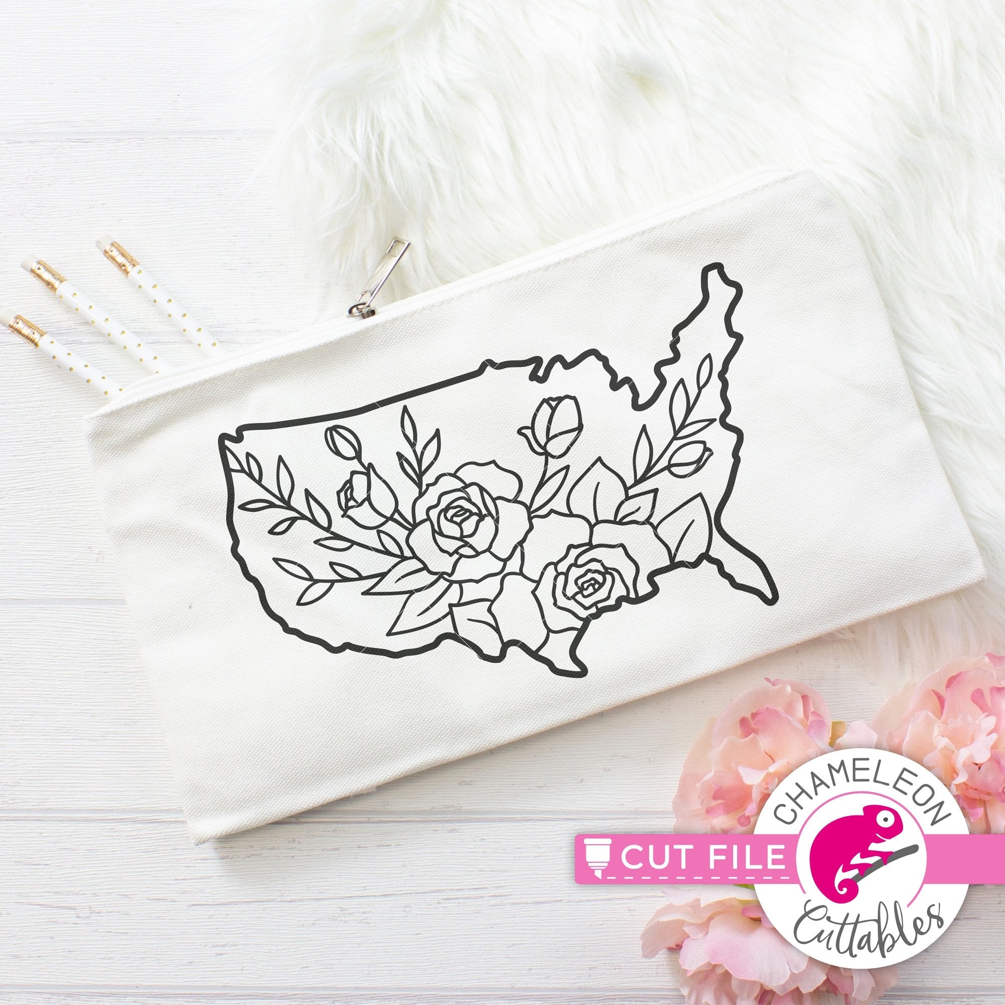 Download United States Of America Flowers Outline Svg Png Dxf Eps Jpeg Chameleon Cuttables Llc Chameleon Cuttables Llc