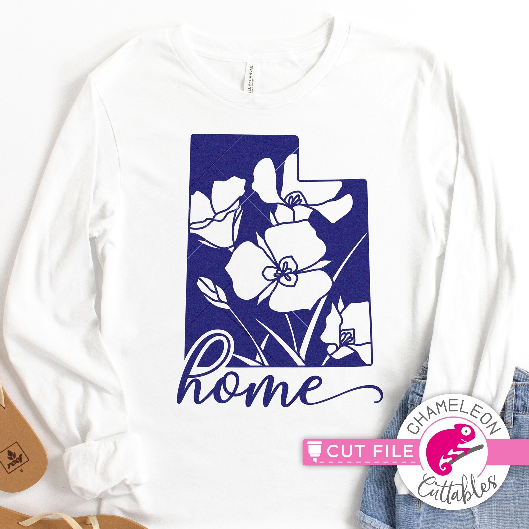 Download Utah State Flower Sego Lily Home Outline Svg Png Dxf Eps Jpeg Chameleon Cuttables Llc Chameleon Cuttables Llc