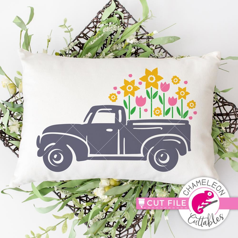 Download Vintage Truck with Flowers svg png dxf eps | Chameleon ...