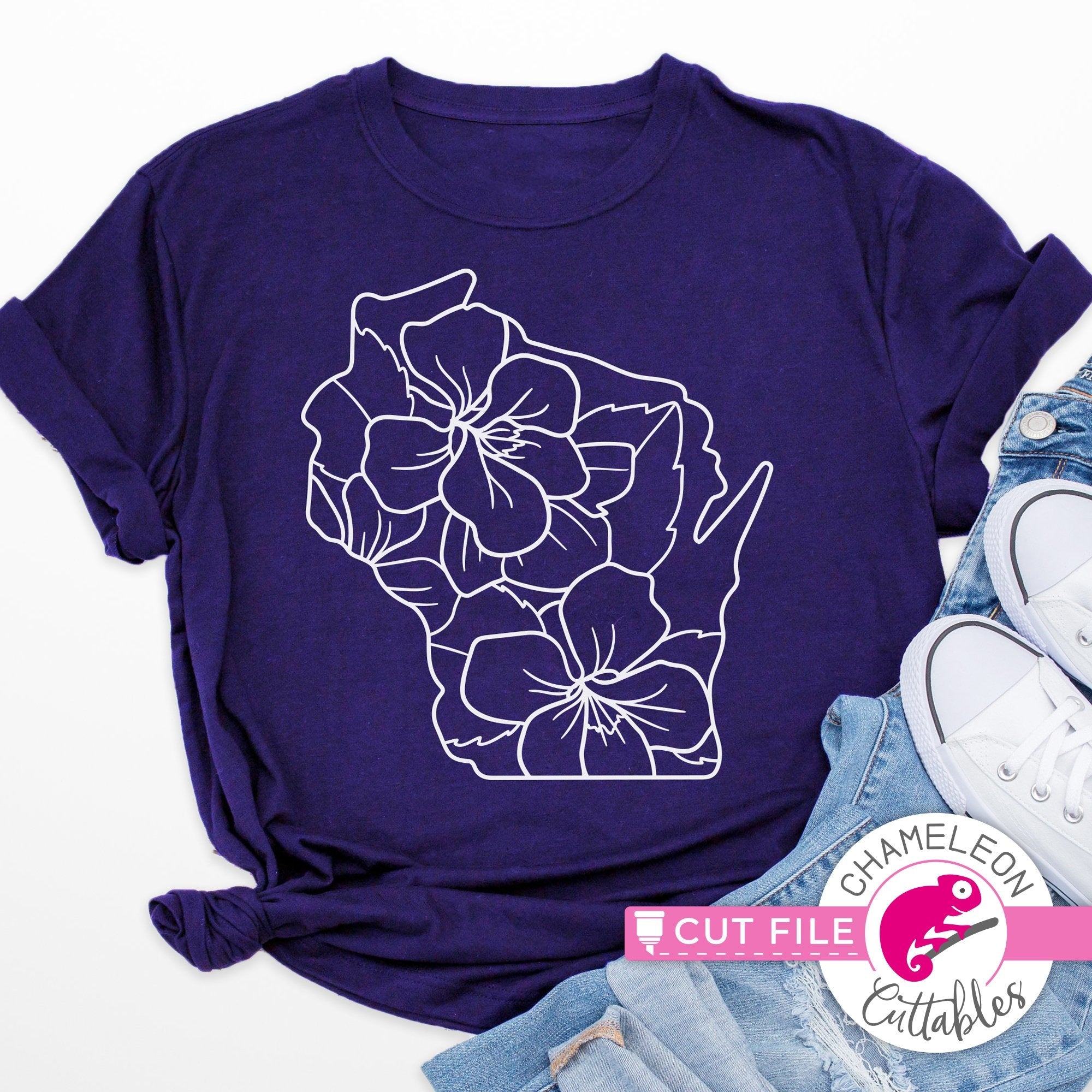 Download Wisconsin State Flower Blue Violet Outline Svg Png Dxf Eps Jpeg Chameleon Cuttables Llc Chameleon Cuttables Llc