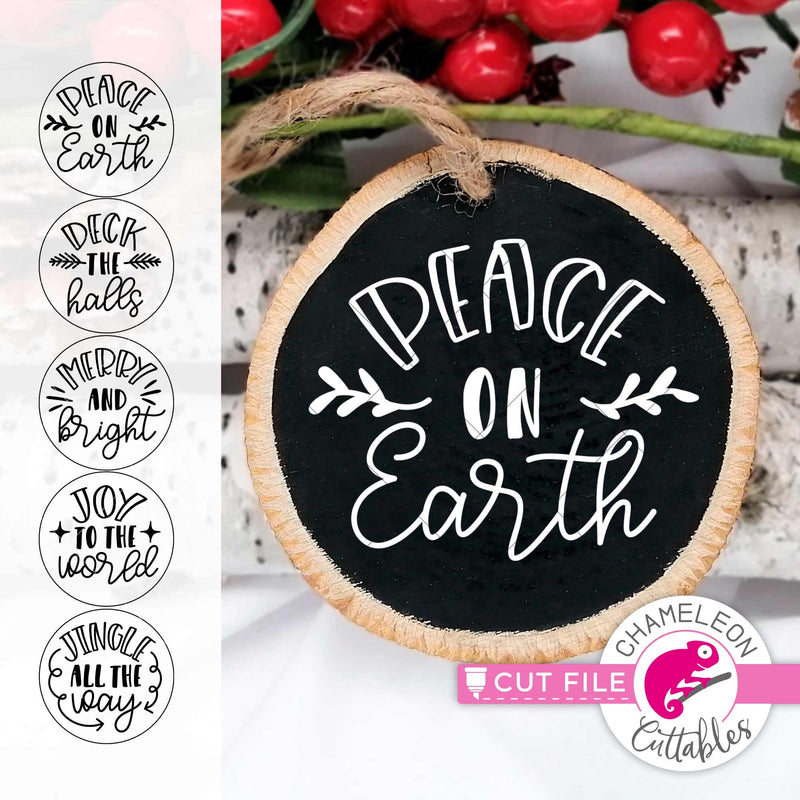 Download Wood Rounds Ornament Christmas Phrases Bundle Svg Png Dxf Eps Jpeg Chameleon Cuttables Llc Chameleon Cuttables Llc