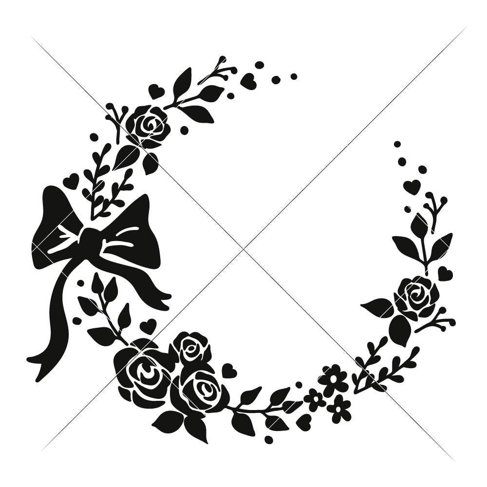 Download Wreath with bow for Monogram svg png dxf eps | Chameleon Cuttables LLC