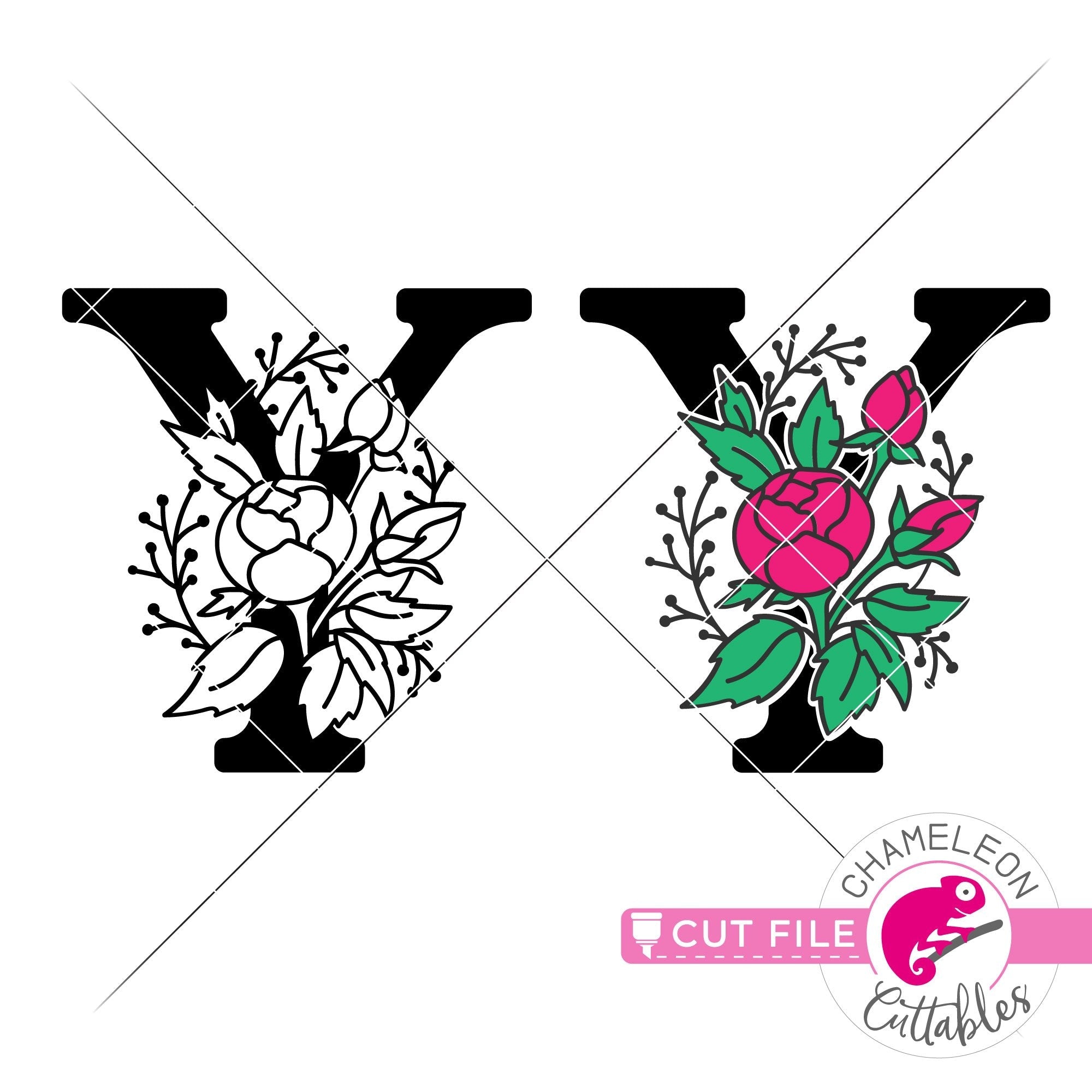 Download Y Floral Monogram Letter With Flowers Svg Png Dxf Eps Jpeg Chameleon Cuttables Llc Chameleon Cuttables Llc