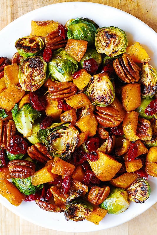 roasted-brussels-sprouts-cinnamon-butternut-squash-pecans-and-cranberries