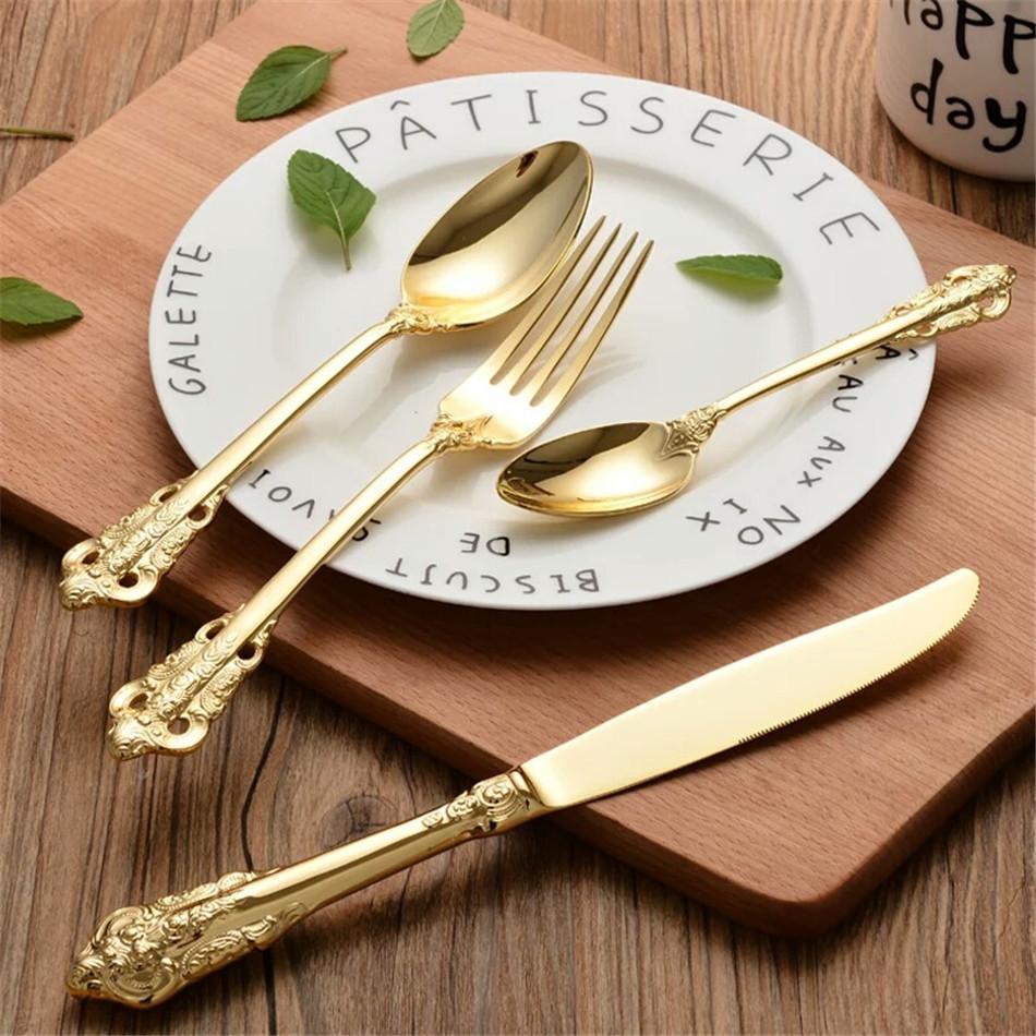 kitchen-flatware-gold-retro-silverware-set