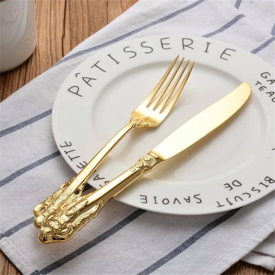 kitchen-flatware-gold-retro-silverware-set