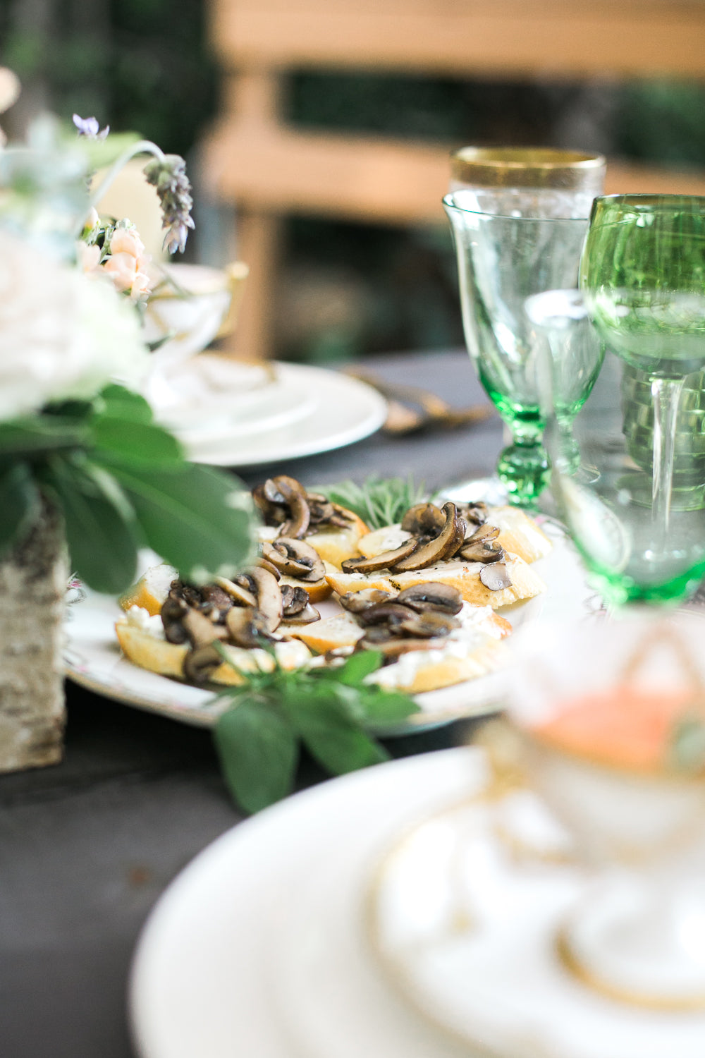 Herb-Infused Goat Cheese & Sautéed Mushroom Crostini