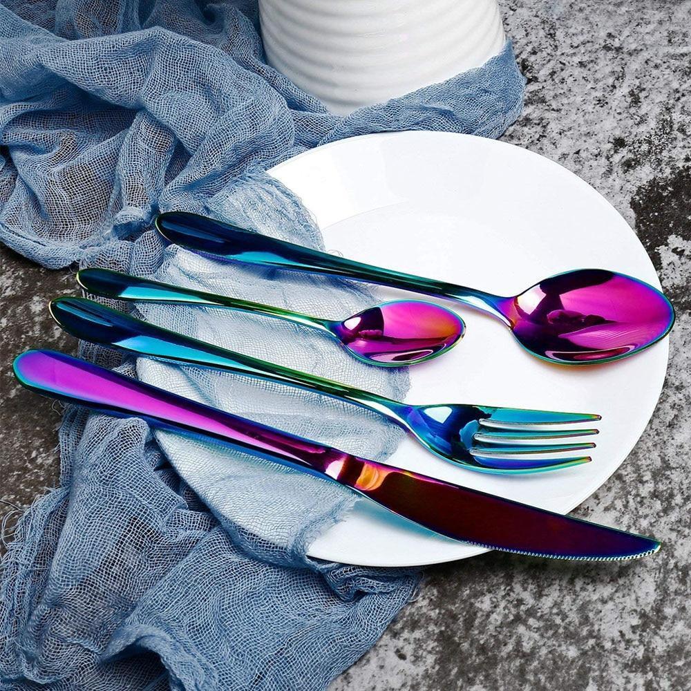 kitchen-serveware-rainbow-mirror-stainless-steel-flatware-4-pcs-set