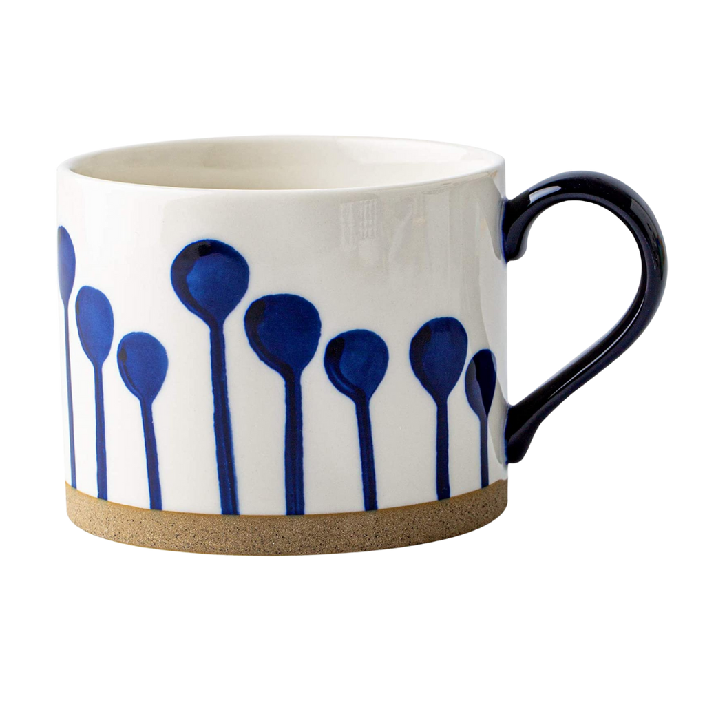 ceramic blue and white coffee mug on amazon