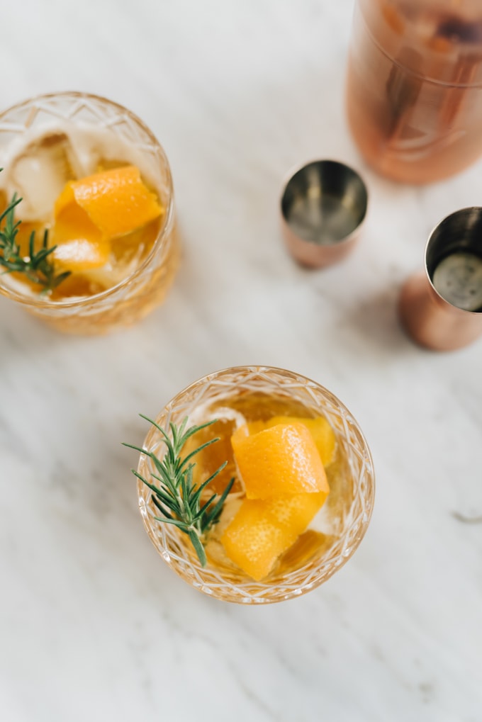 Honey Bourbon Cocktail with Rosemary Simple Syrup