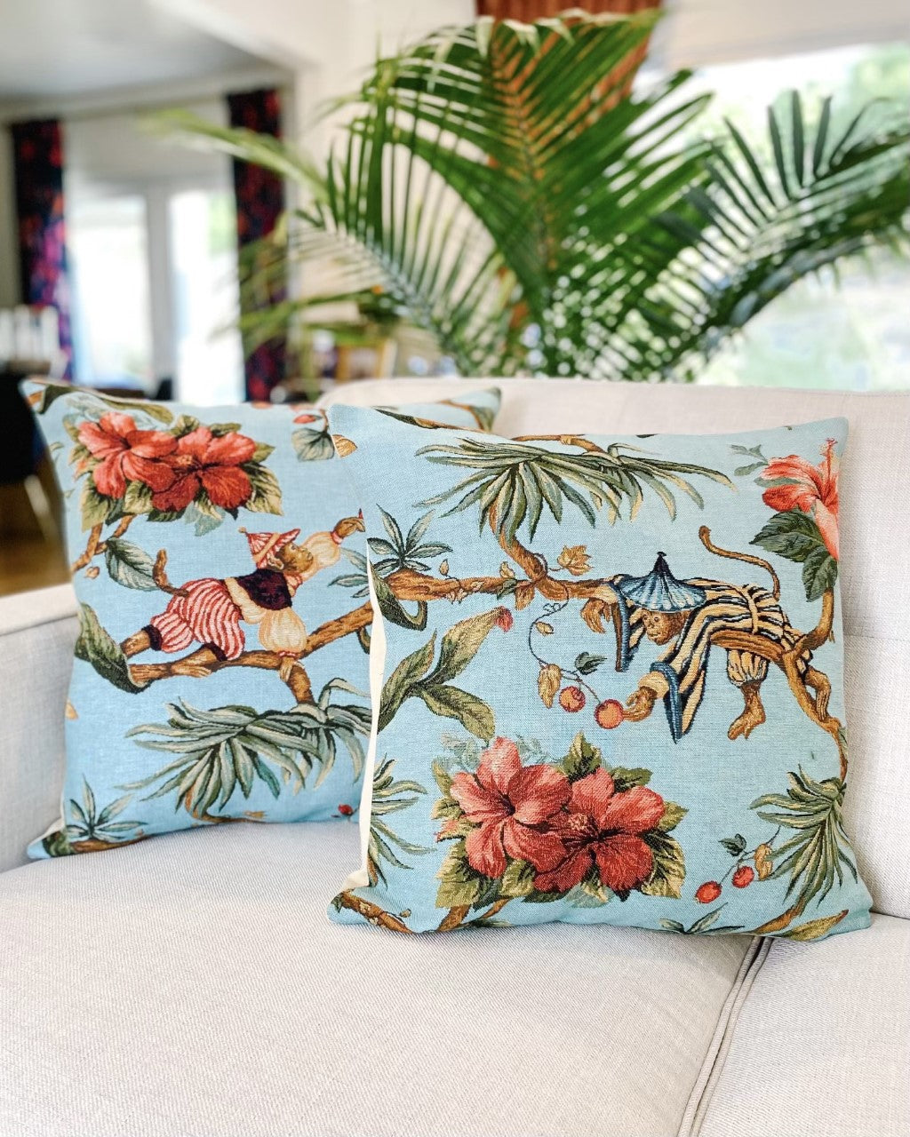 Chinoiserie tapestry pillow cover  