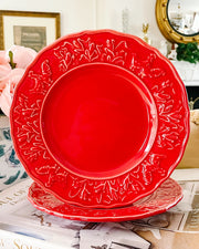 Bordallo Pinheiro Hen & Rooster Red Plates