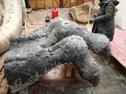 Lincoln Castle Dragon giant hand, the making of Lucy the Dragon by Prehistoric