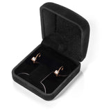 14K Solid Rose Gold Earrings | Round Cut Cubic Zirconia | Leverback Drop Dangle Basket Setting | .50 CTW
