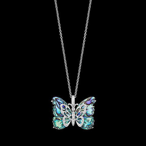 Buy Social Butterfly Pendant in Sterling Silver and Aurora Borealis ...