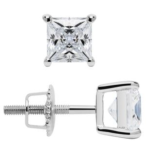 white gold cubic zirconia earrings screw back