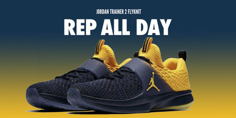 jordan university of michigan football trainer 2 flyknit training shoes