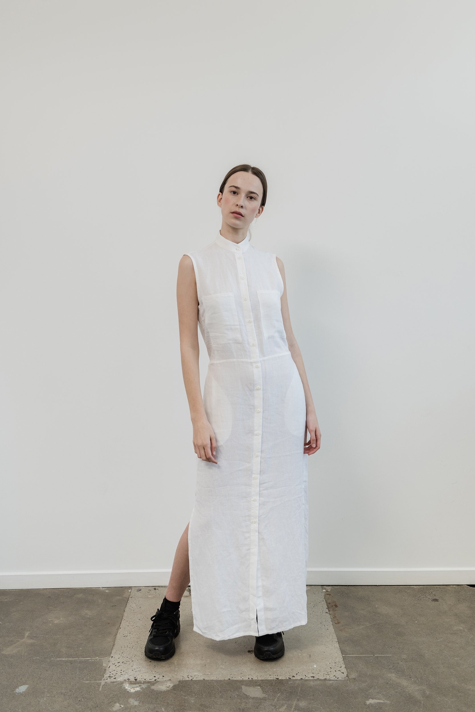 A.12 Long White Organic Linen Dress | A.BCH