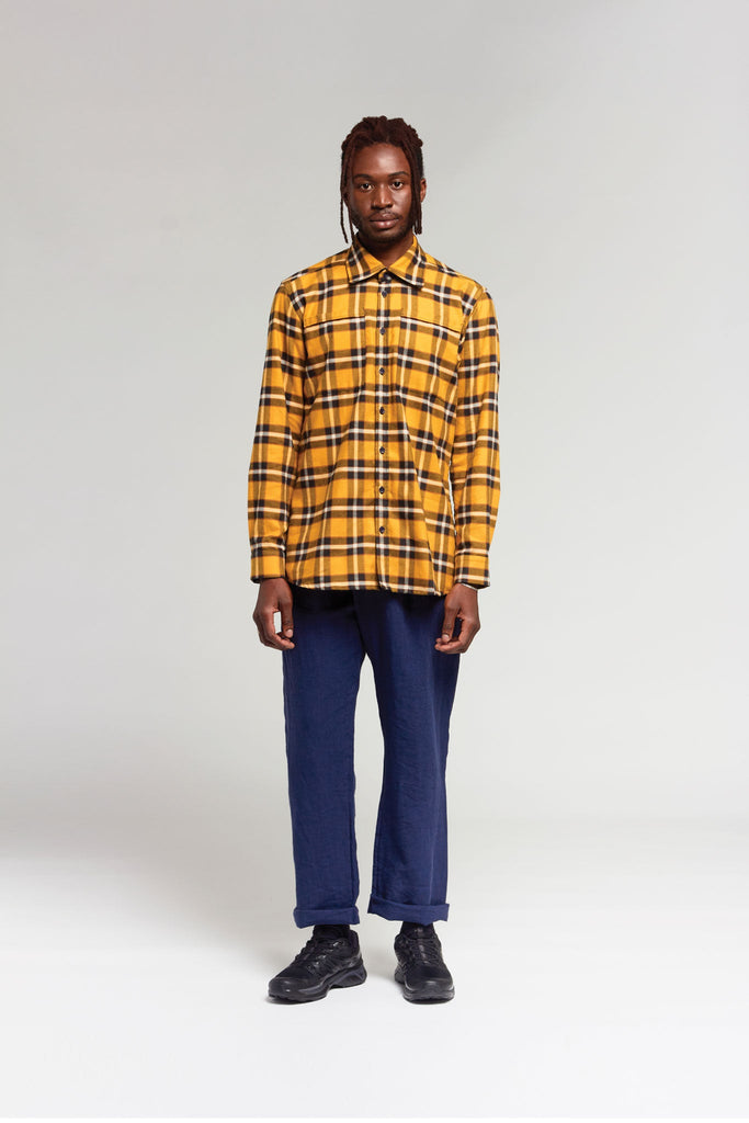 A.46 Organic Cotton Flannel Shirt in Marigold Plaid | A.BCH