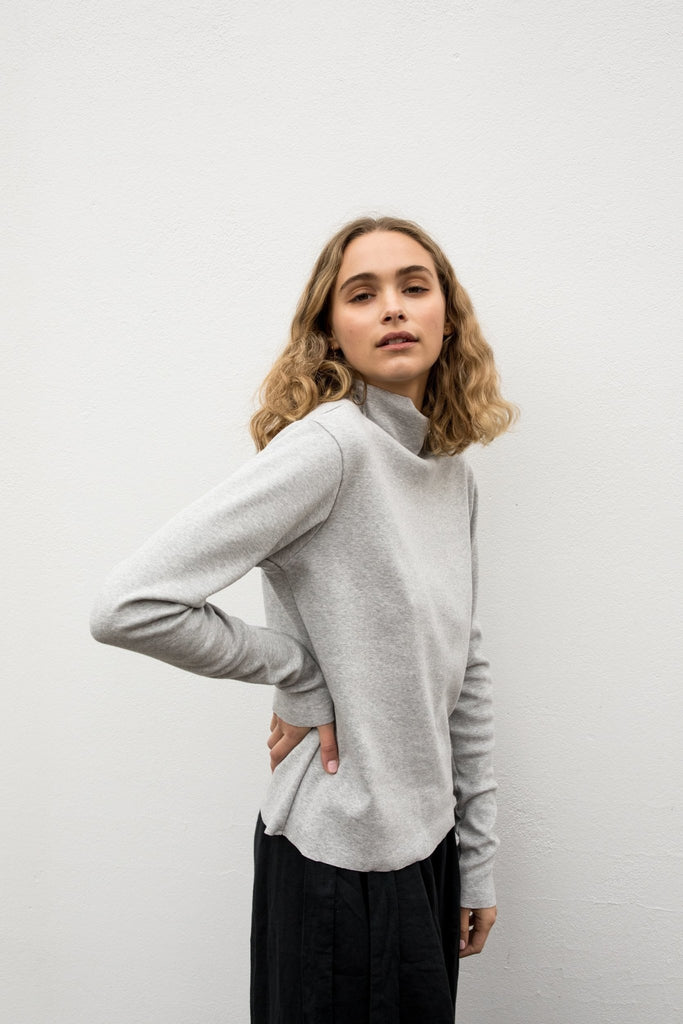 A.14 Organic Cotton Long Sleeve Skivvy in Grey Marle | A.BCH