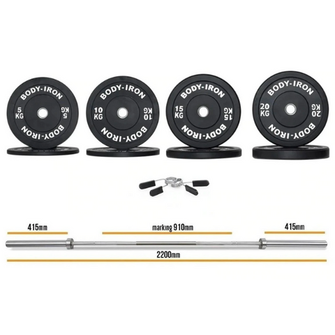 120kg barbell and bumper plate set