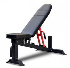 Black and red adjustable weight bench